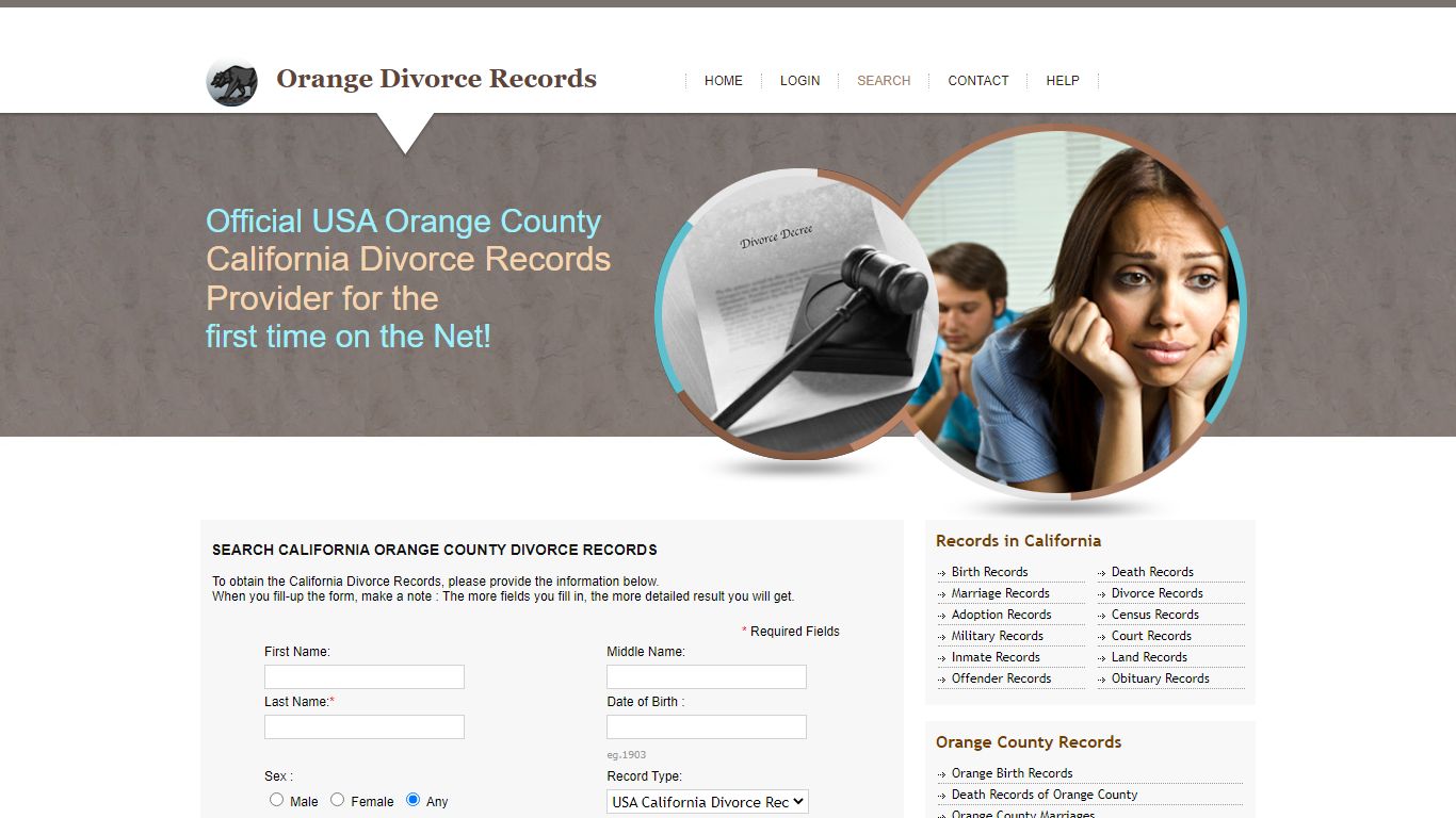 Search California Orange County Divorce Records